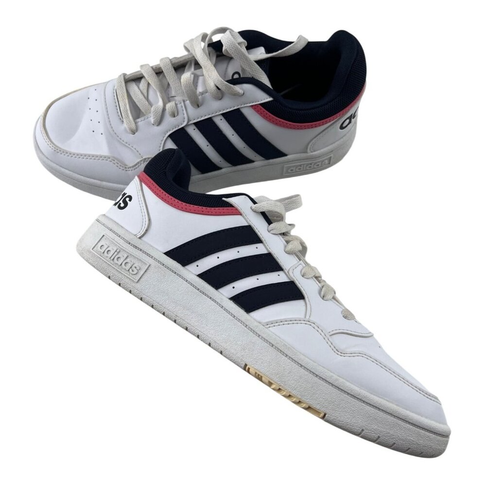Adidas White &‎ Navy Forum Low Sneakers Size 8.5 Leather Tennis Shoes